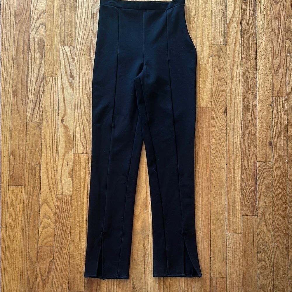 Reformation M black Leia slit ankle stretch pants side zip pant great pre owned‎